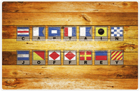 Thumbnail for Personalized Wood Grain Placemat - Nautical Flags - Sun Burst Wood - Flags with Frames -  View