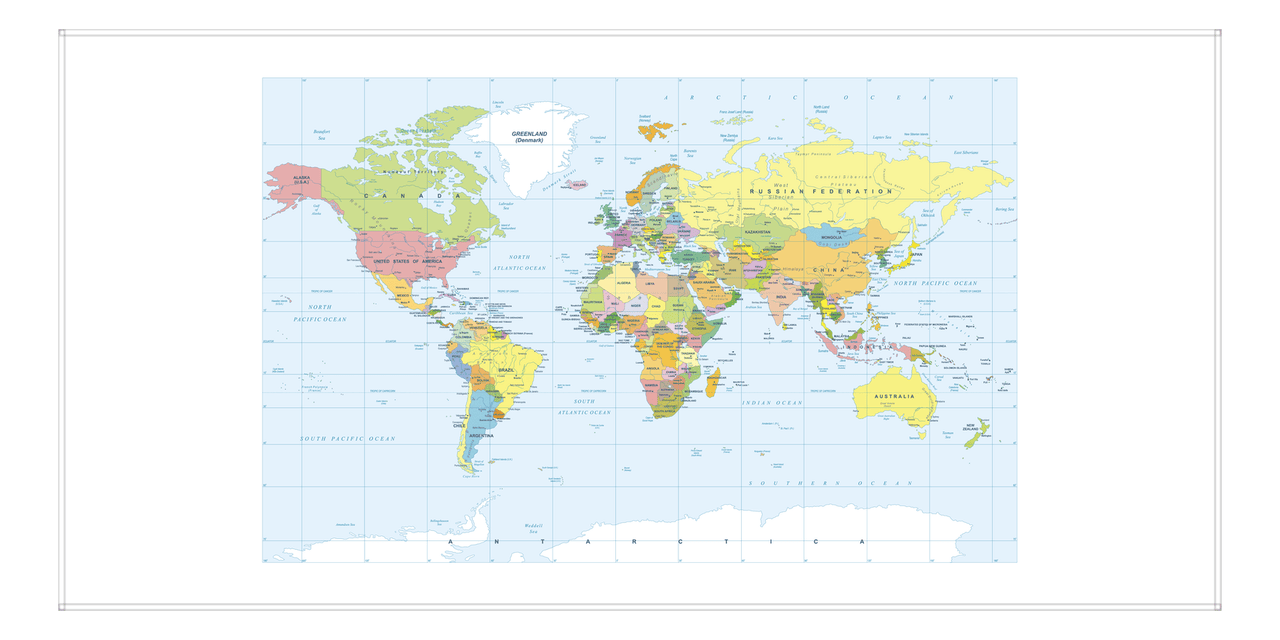 World Map Beach Towel - White - Front View