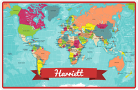 Thumbnail for Personalized World Map Placemat I - Teal Background -  View