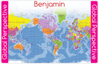 Thumbnail for Personalized World Map Placemat II - Blue Background -  View