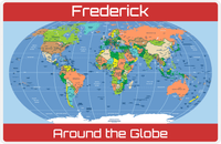 Thumbnail for Personalized World Map Placemat III - Blue Background -  View