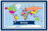 Thumbnail for Personalized World Map Placemat V - Blue Background -  View