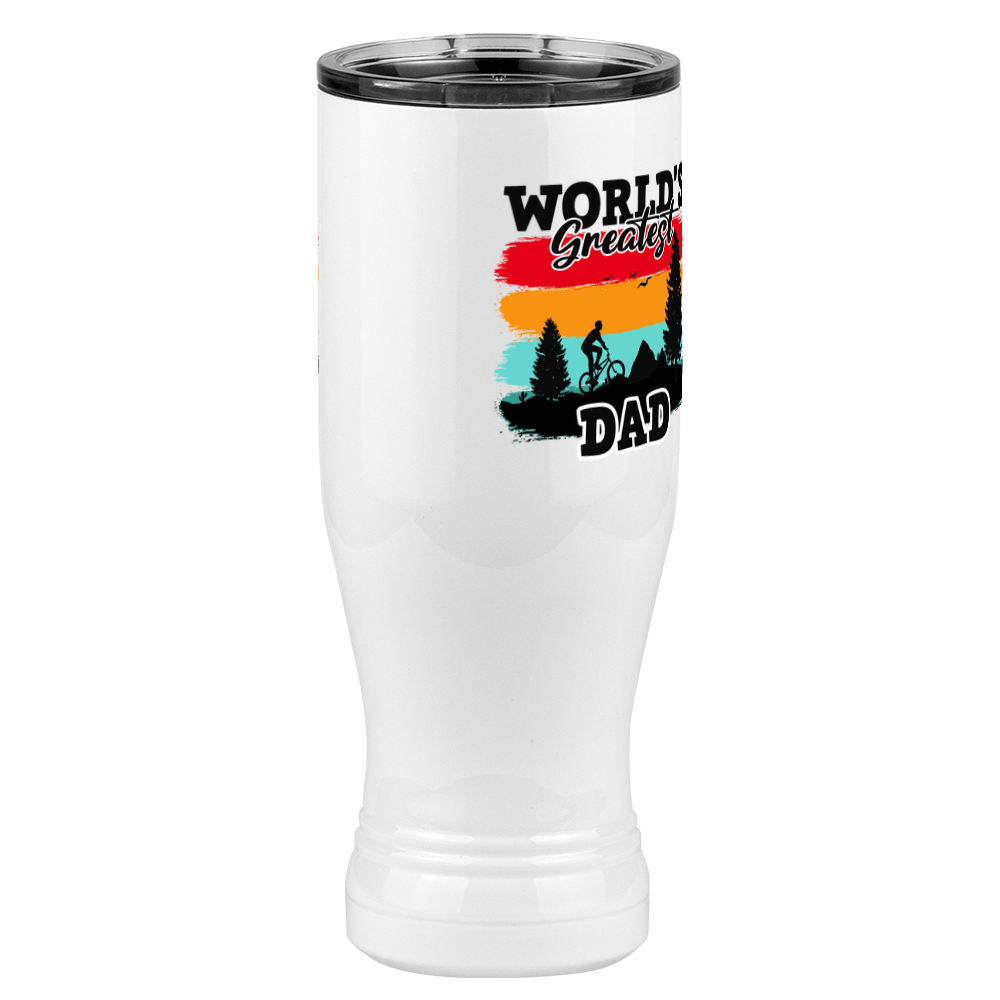 World's Greatest Dad Pilsner Tumbler (20 oz) - Biking - Front Right View