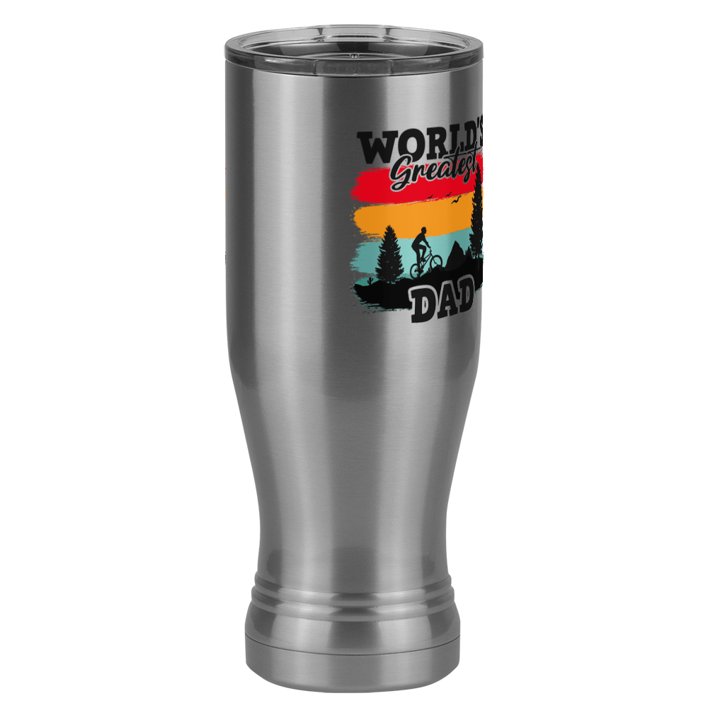 World's Greatest Dad Pilsner Tumbler (20 oz) - Biking - Front Right View