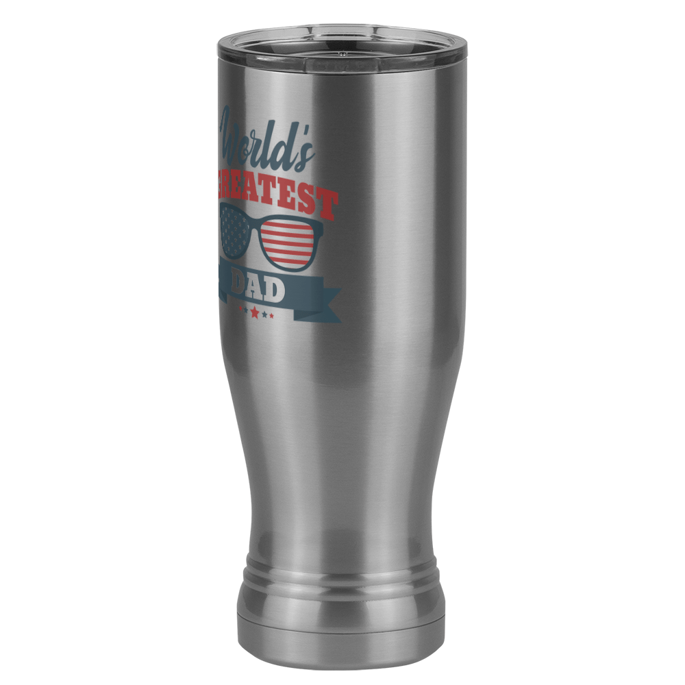 World's Greatest Dad Pilsner Tumbler (20 oz) - USA Sunglasses - Front Left View