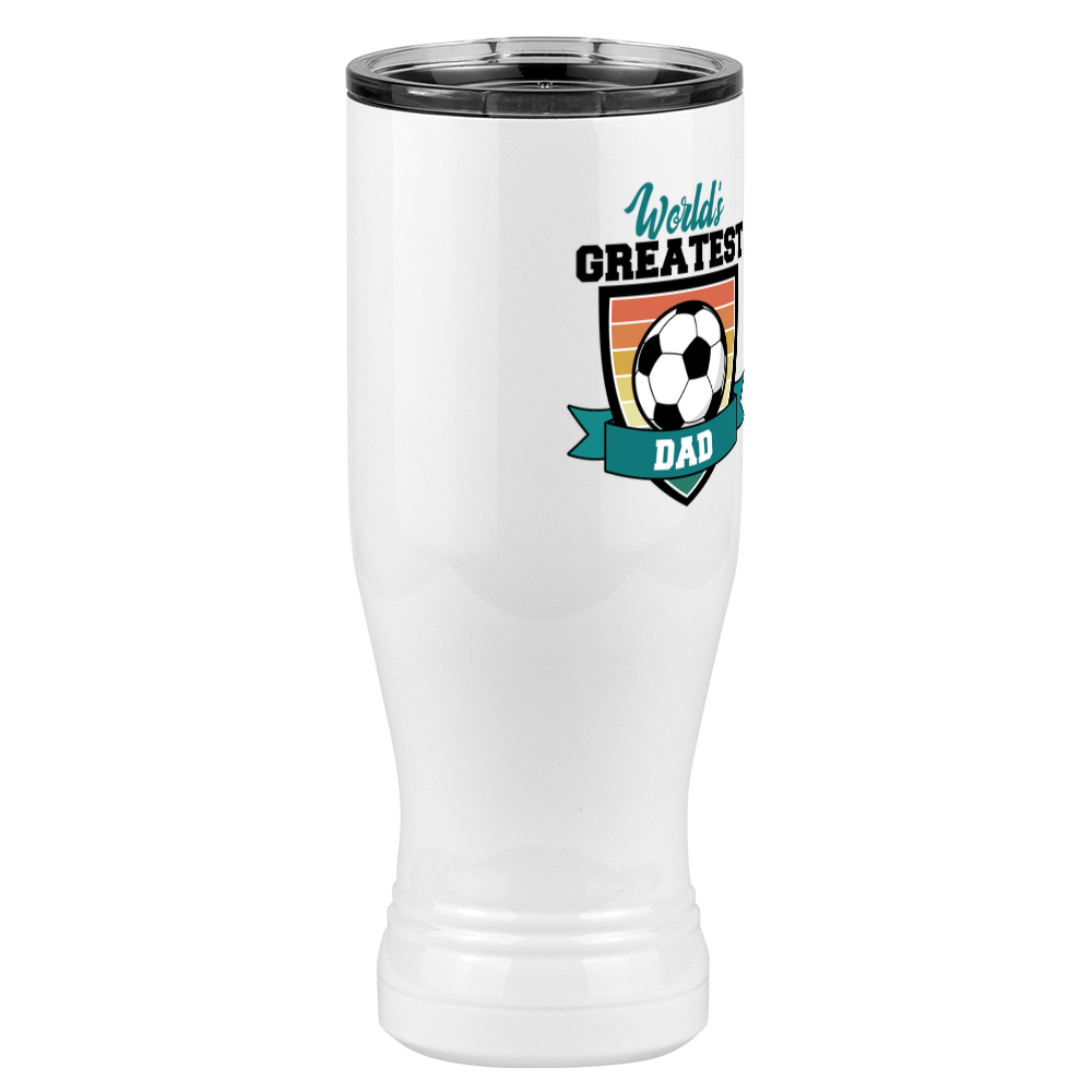 World's Greatest Dad Pilsner Tumbler (20 oz) - Soccer - Front Right View