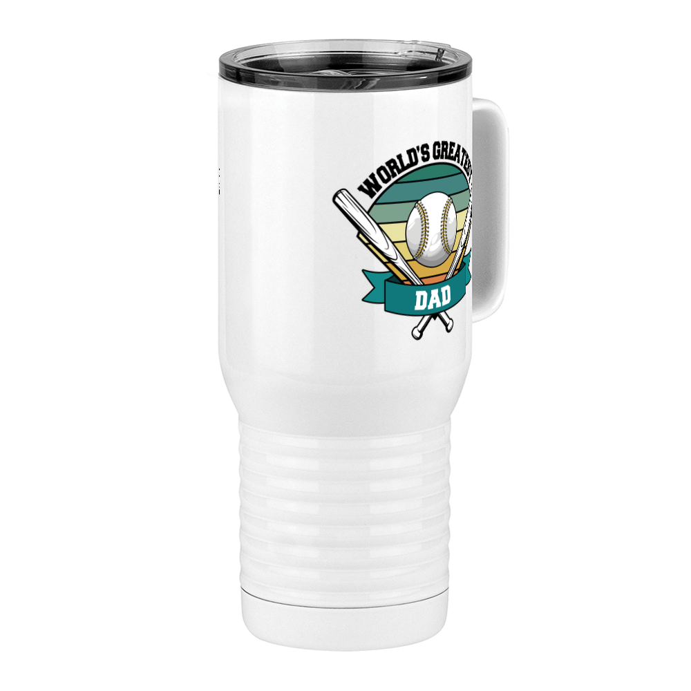 World's Greatest Dad Travel Coffee Mug Tumbler with Handle (20 oz) - Baseball - Front Right View