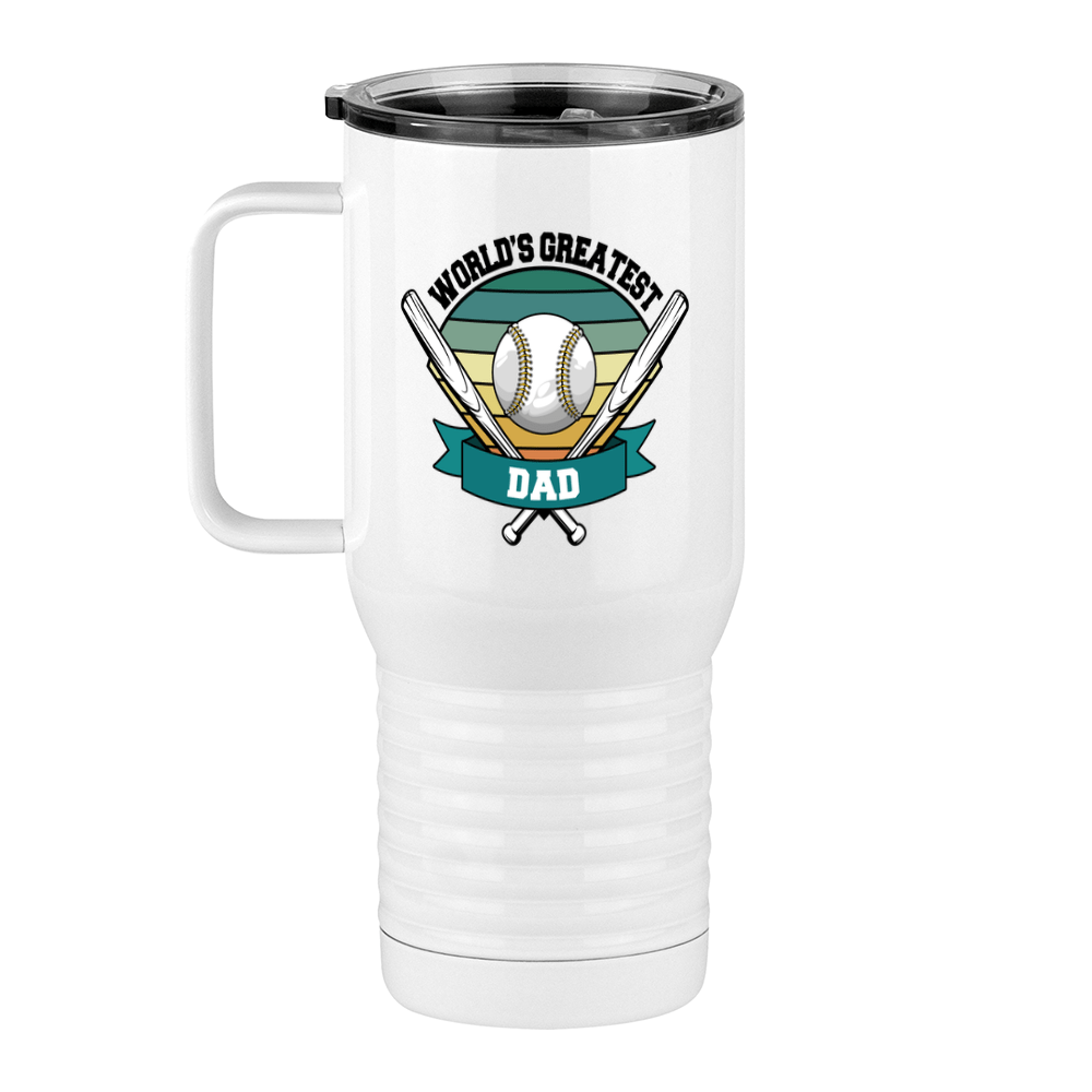 World's Greatest Dad Travel Coffee Mug Tumbler with Handle (20 oz) - Baseball - Left View