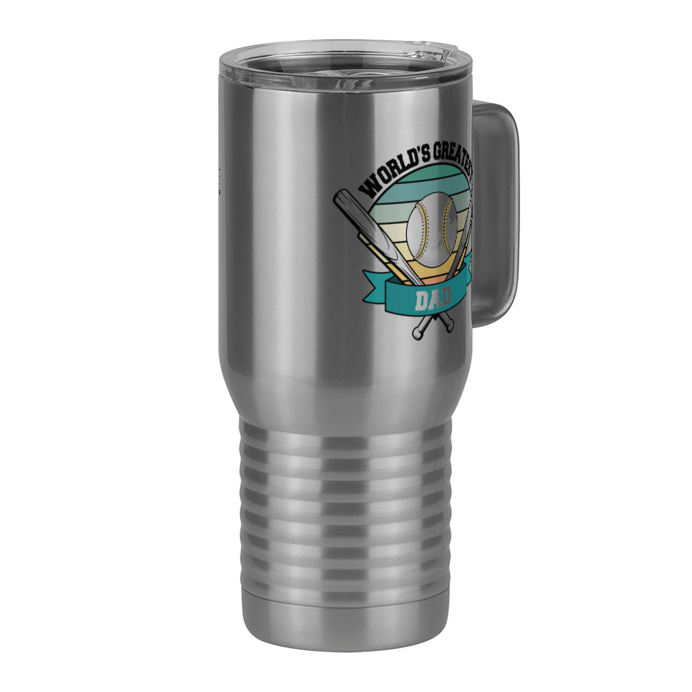 World's Greatest Dad Travel Coffee Mug Tumbler with Handle (20 oz) - Baseball - Front Right View