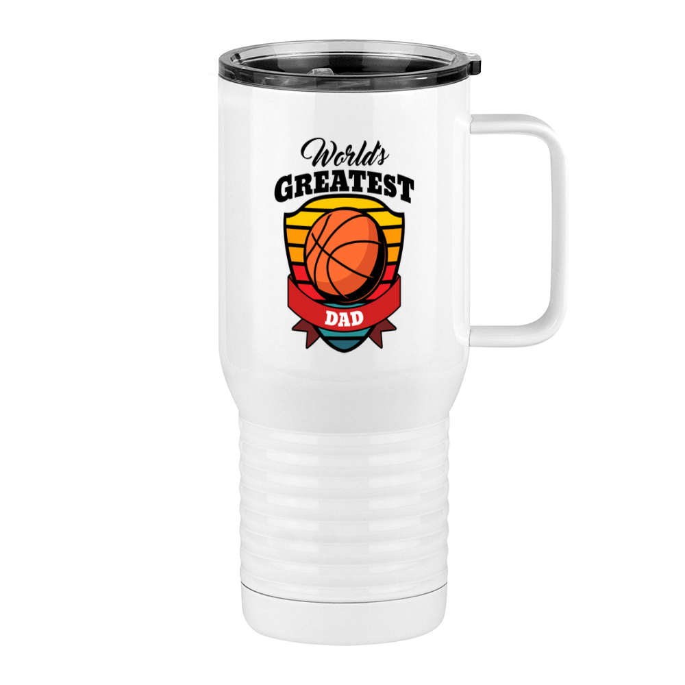 World's Greatest Dad Travel Coffee Mug Tumbler with Handle (20 oz) - Basketball - Right View