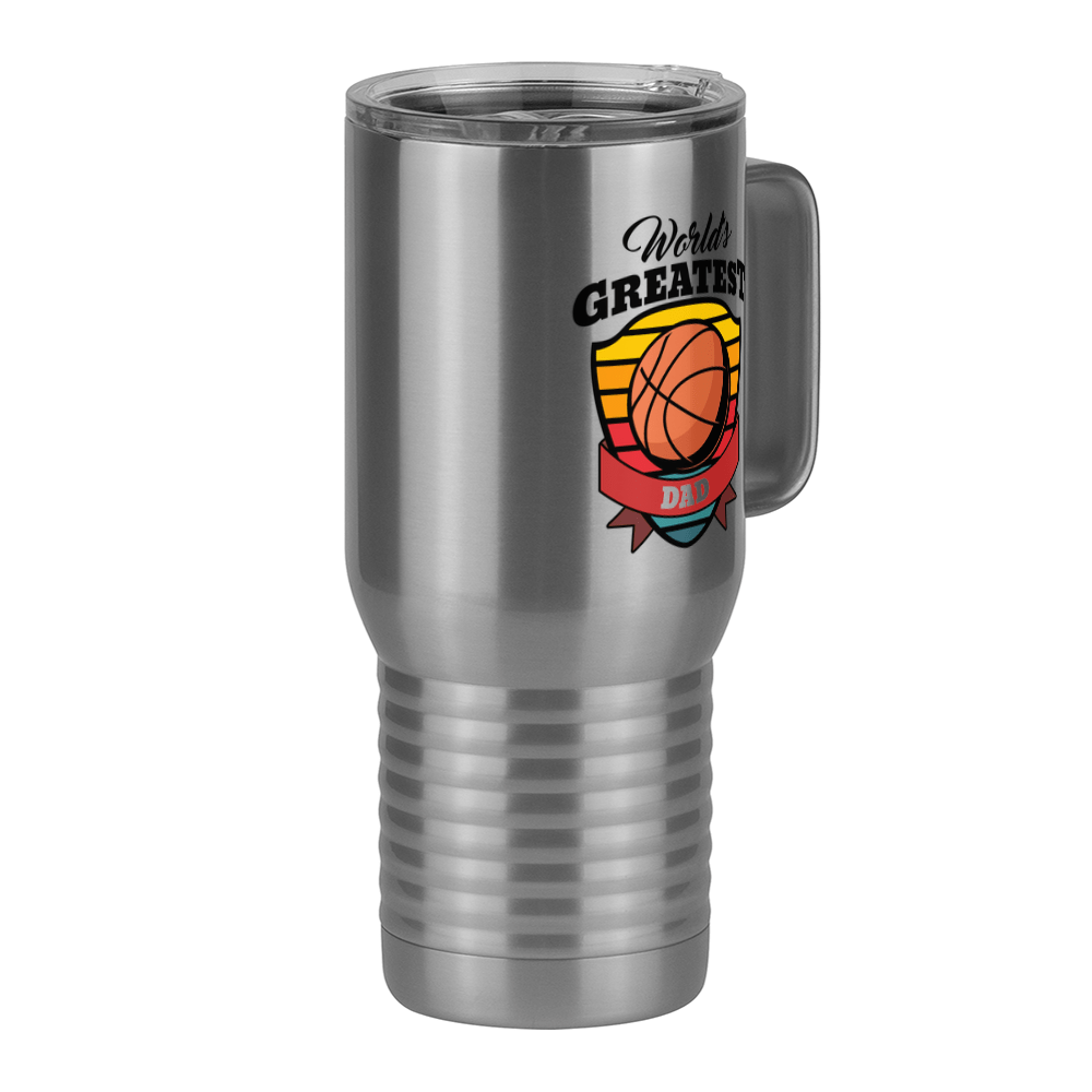 World's Greatest Dad Travel Coffee Mug Tumbler with Handle (20 oz) - Basketball - Front Right View