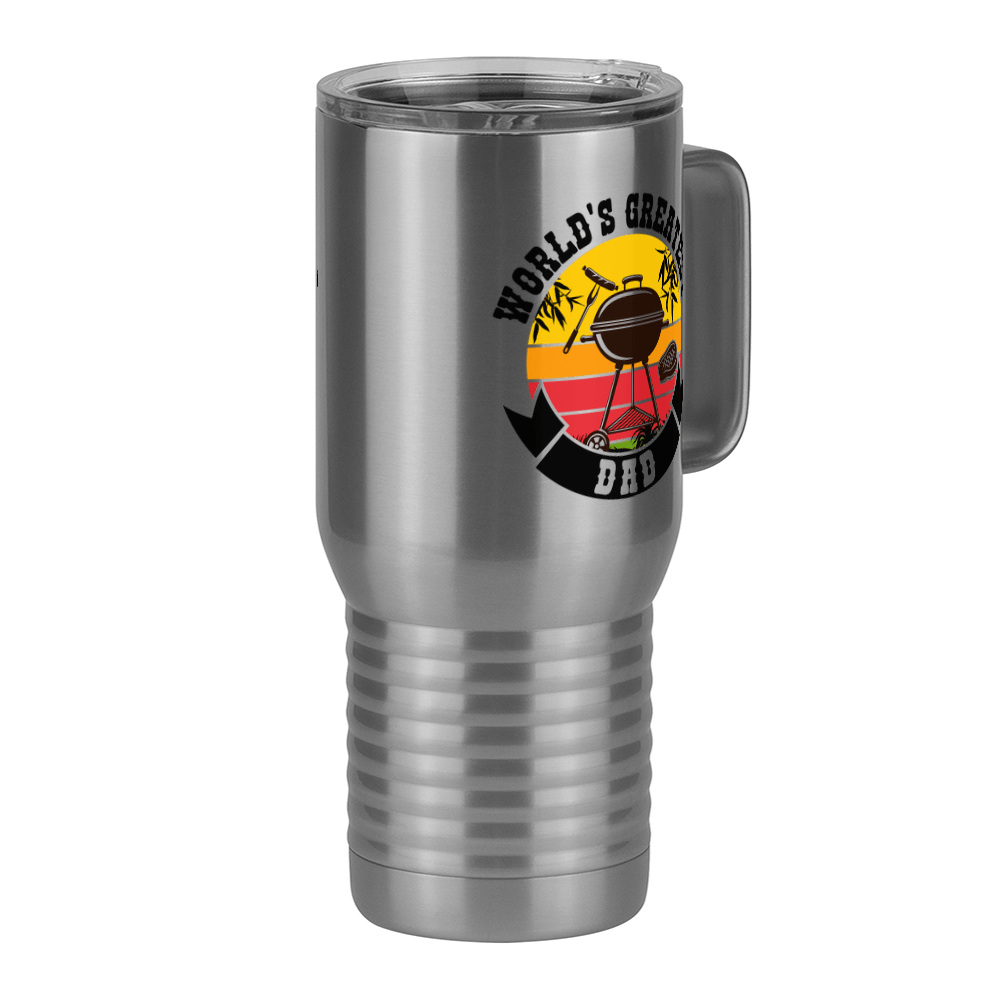World's Greatest Dad Travel Coffee Mug Tumbler with Handle (20 oz) - BBQ - Front Right View