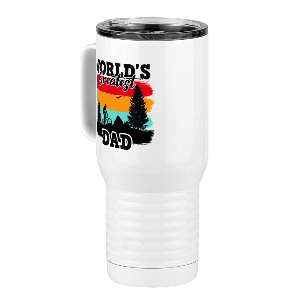 World's Greatest Dad Travel Coffee Mug Tumbler with Handle (20 oz) - Biking - Front Left View