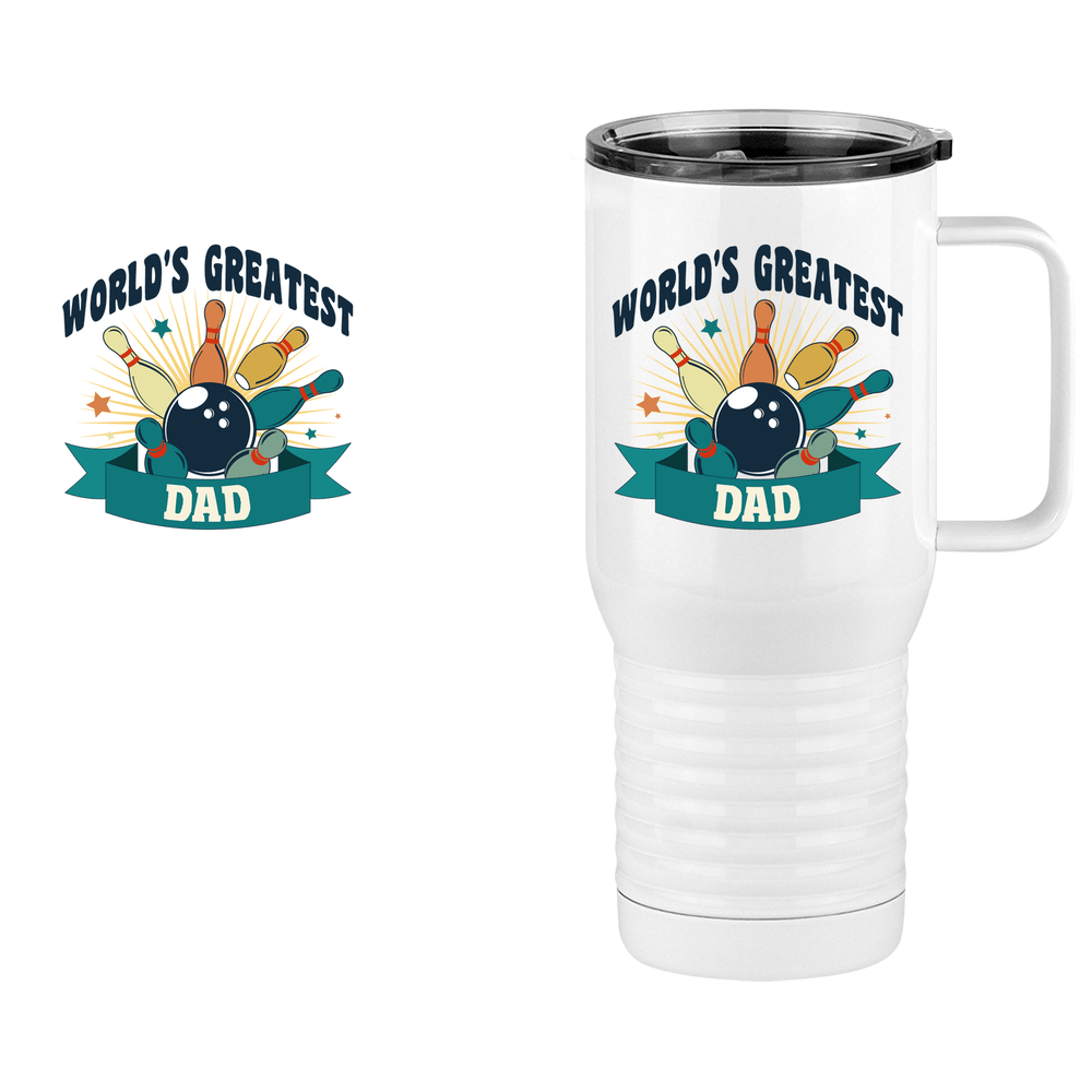 World's Greatest Dad Travel Coffee Mug Tumbler with Handle (20 oz) - Bowling - Design View