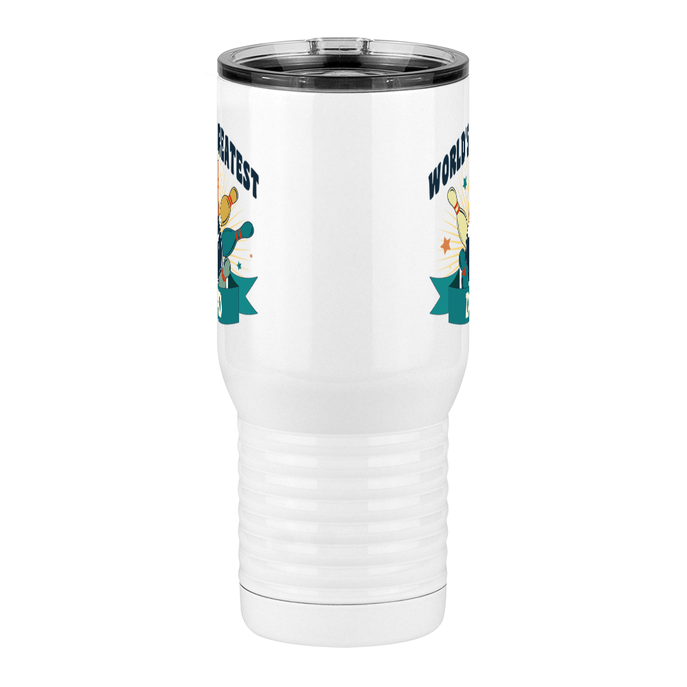 World's Greatest Dad Travel Coffee Mug Tumbler with Handle (20 oz) - Bowling - Front View
