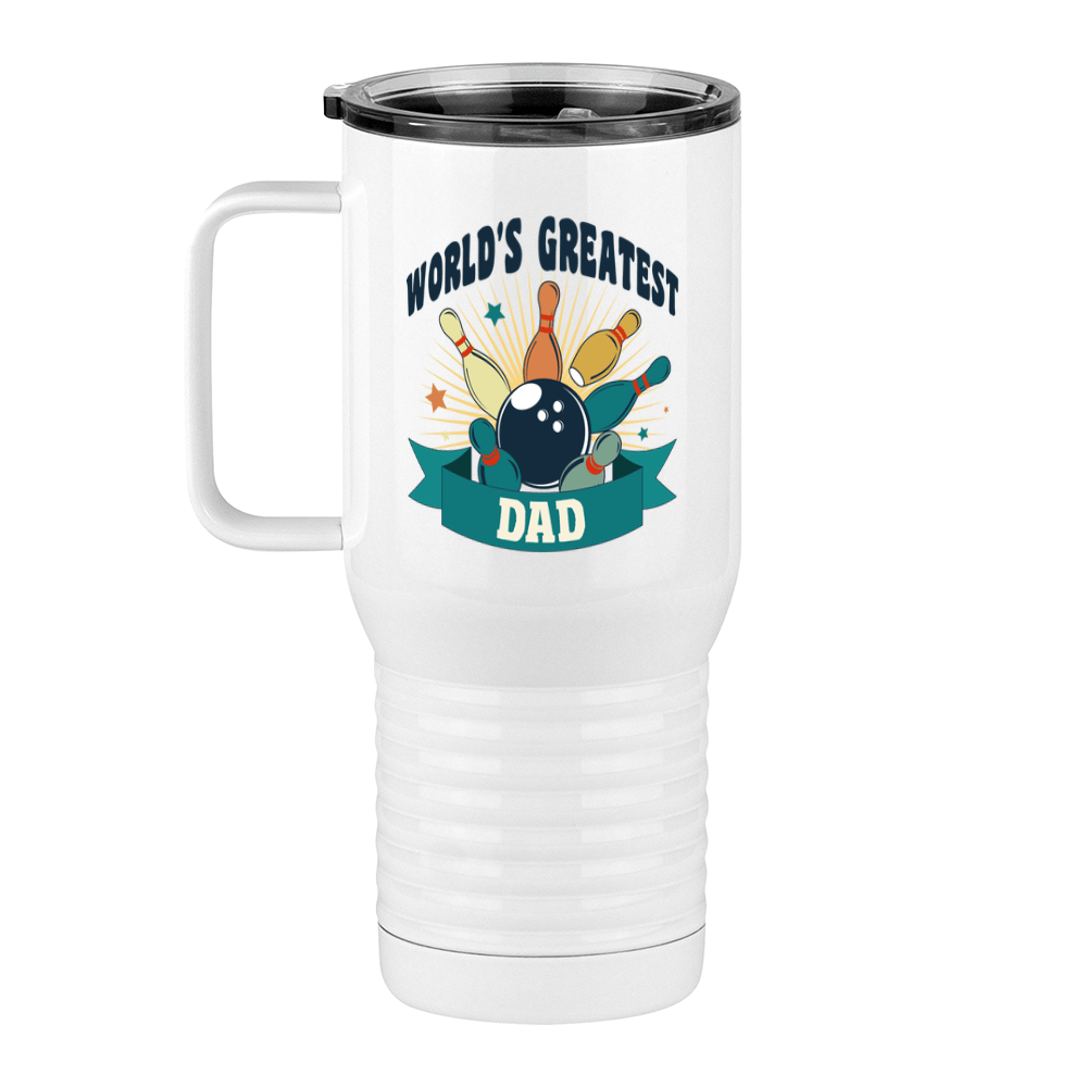 World's Greatest Dad Travel Coffee Mug Tumbler with Handle (20 oz) - Bowling - Left View