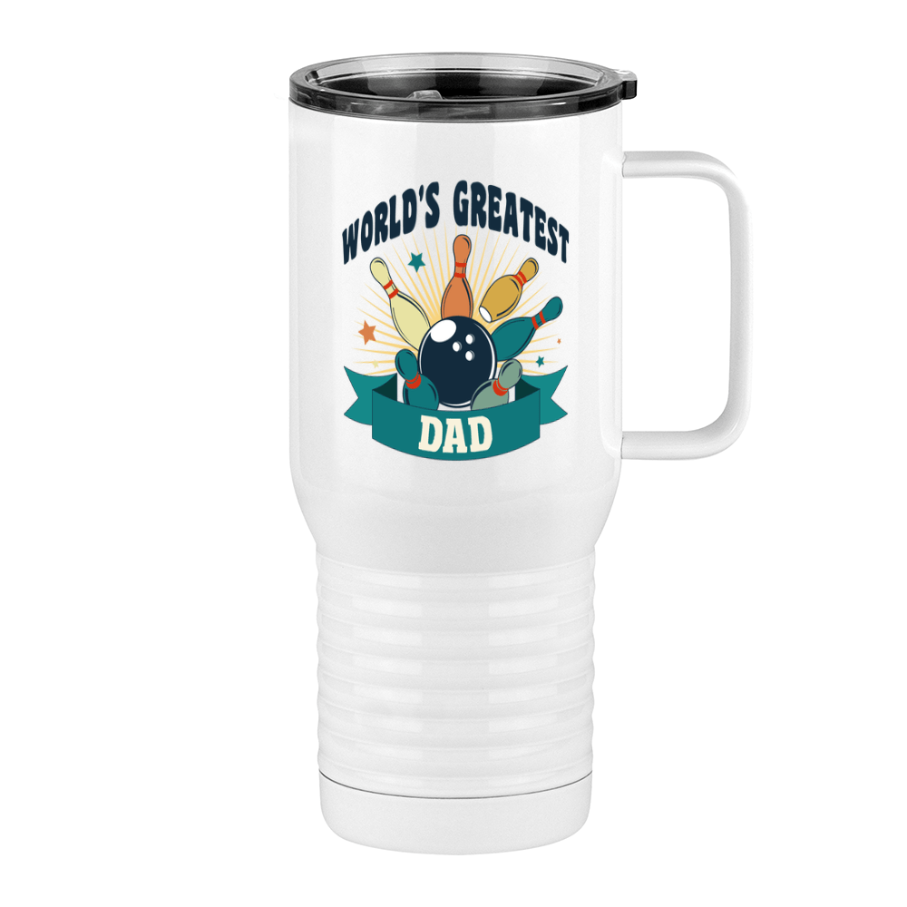 World's Greatest Dad Travel Coffee Mug Tumbler with Handle (20 oz) - Bowling - Right View