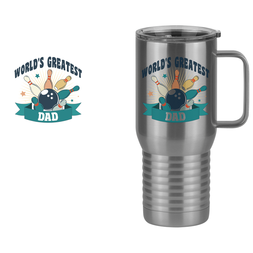 World's Greatest Dad Travel Coffee Mug Tumbler with Handle (20 oz) - Bowling - Design View