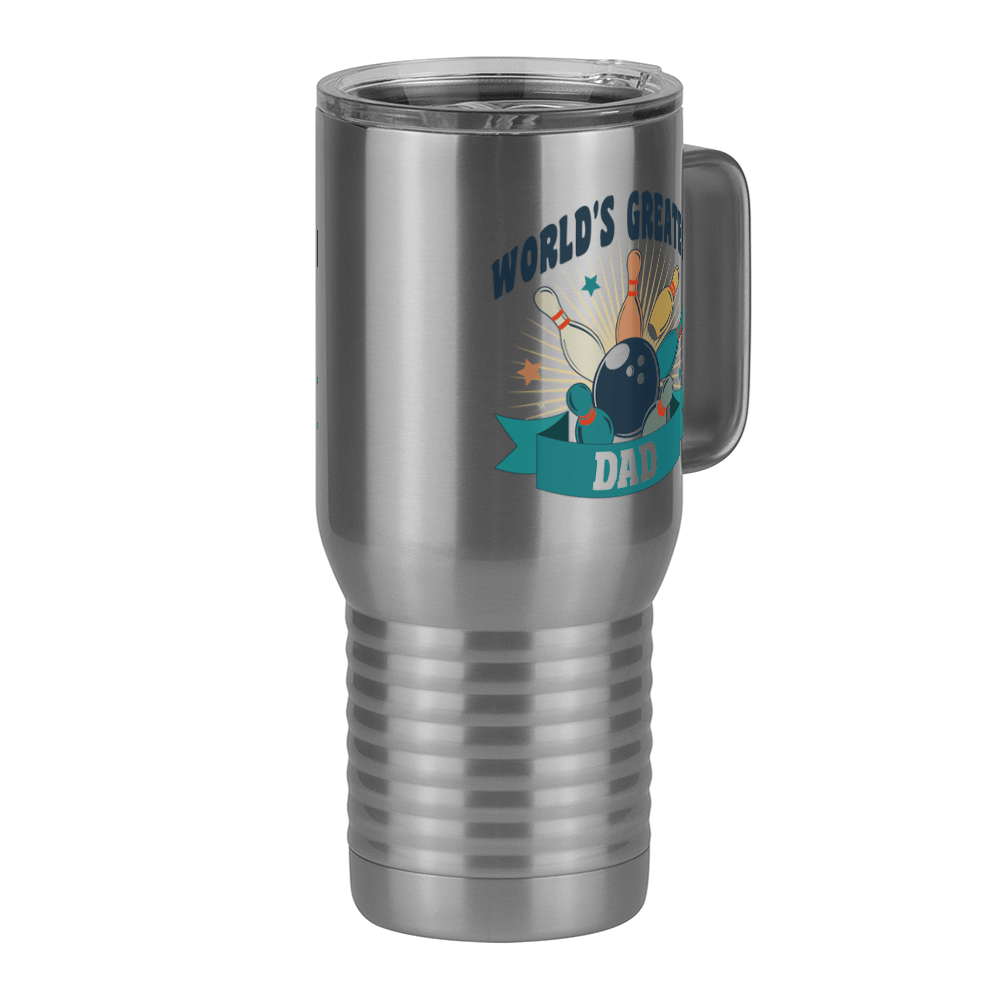 World's Greatest Dad Travel Coffee Mug Tumbler with Handle (20 oz) - Bowling - Front Right View