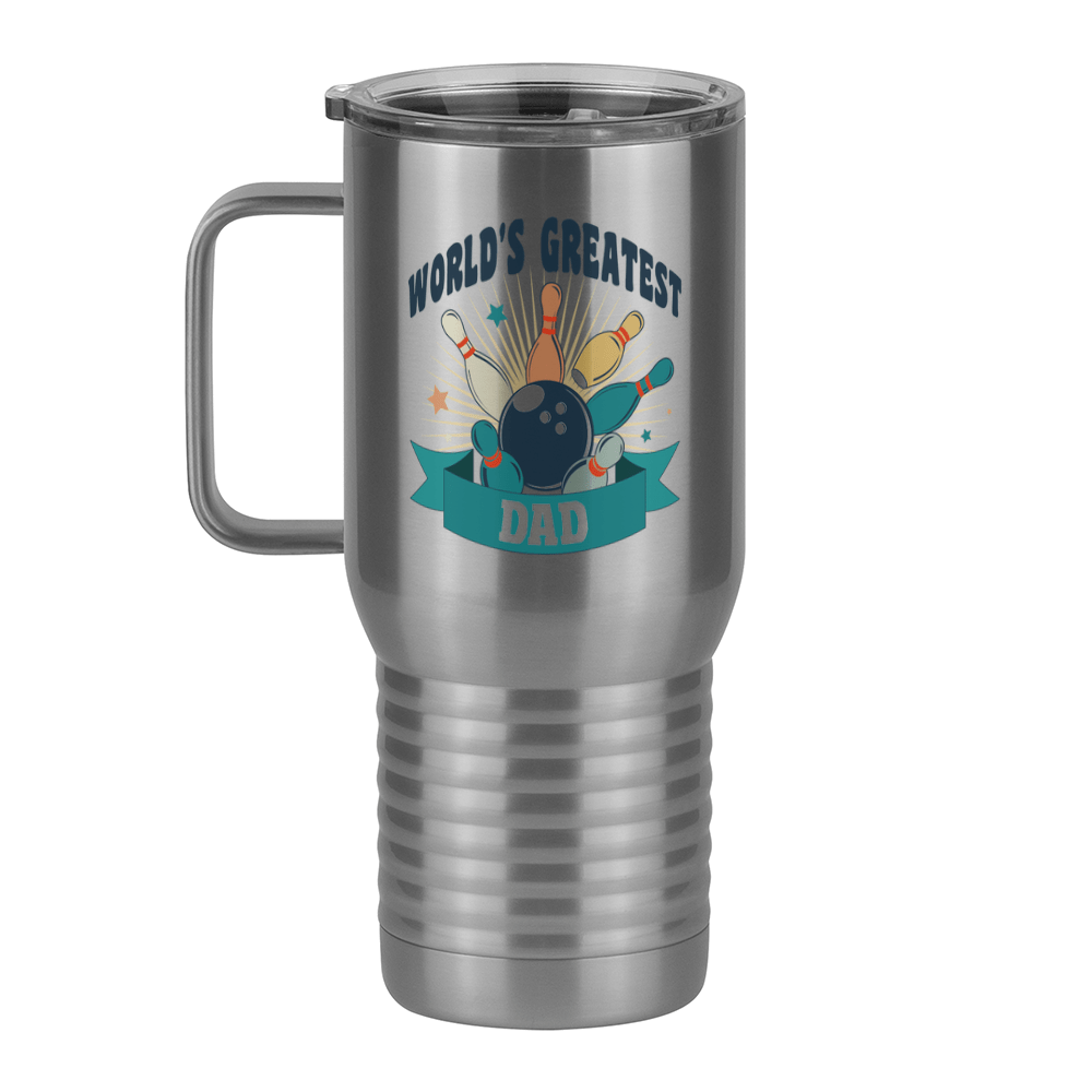 World's Greatest Dad Travel Coffee Mug Tumbler with Handle (20 oz) - Bowling - Left View