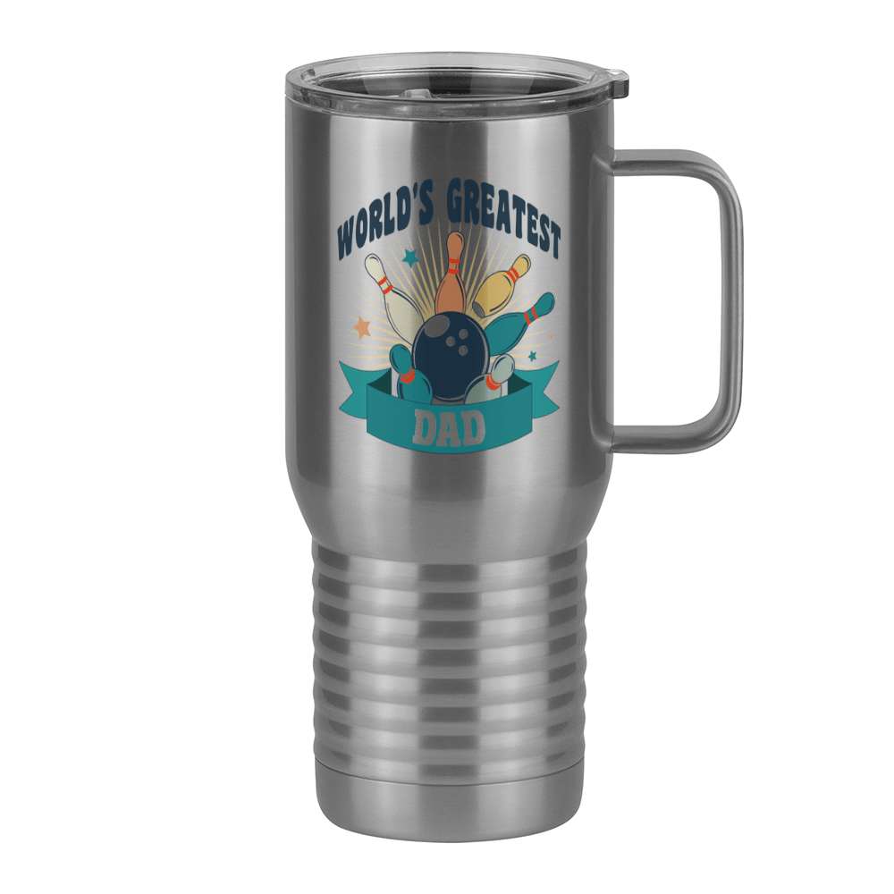 World's Greatest Dad Travel Coffee Mug Tumbler with Handle (20 oz) - Bowling - Right View