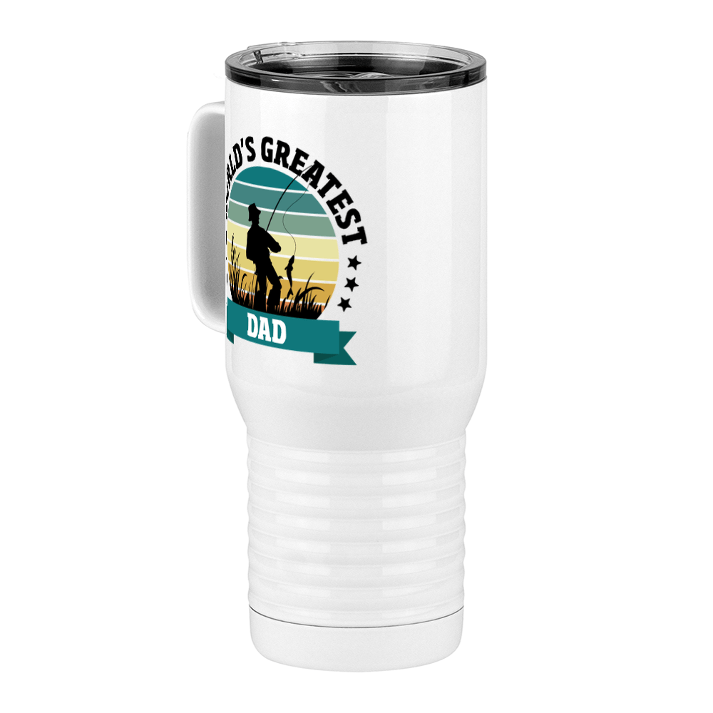 World's Greatest Dad Travel Coffee Mug Tumbler with Handle (20 oz) - Fishing - Front Left View