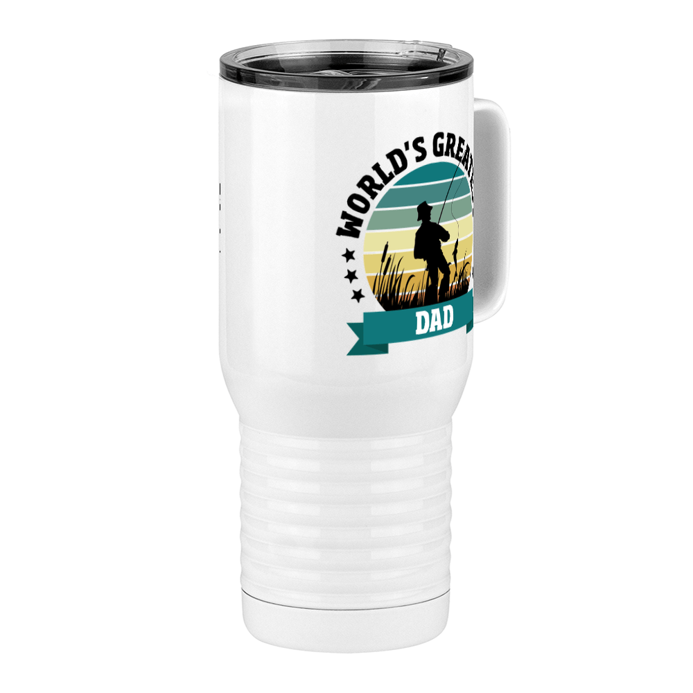 World's Greatest Dad Travel Coffee Mug Tumbler with Handle (20 oz) - Fishing - Front Right View