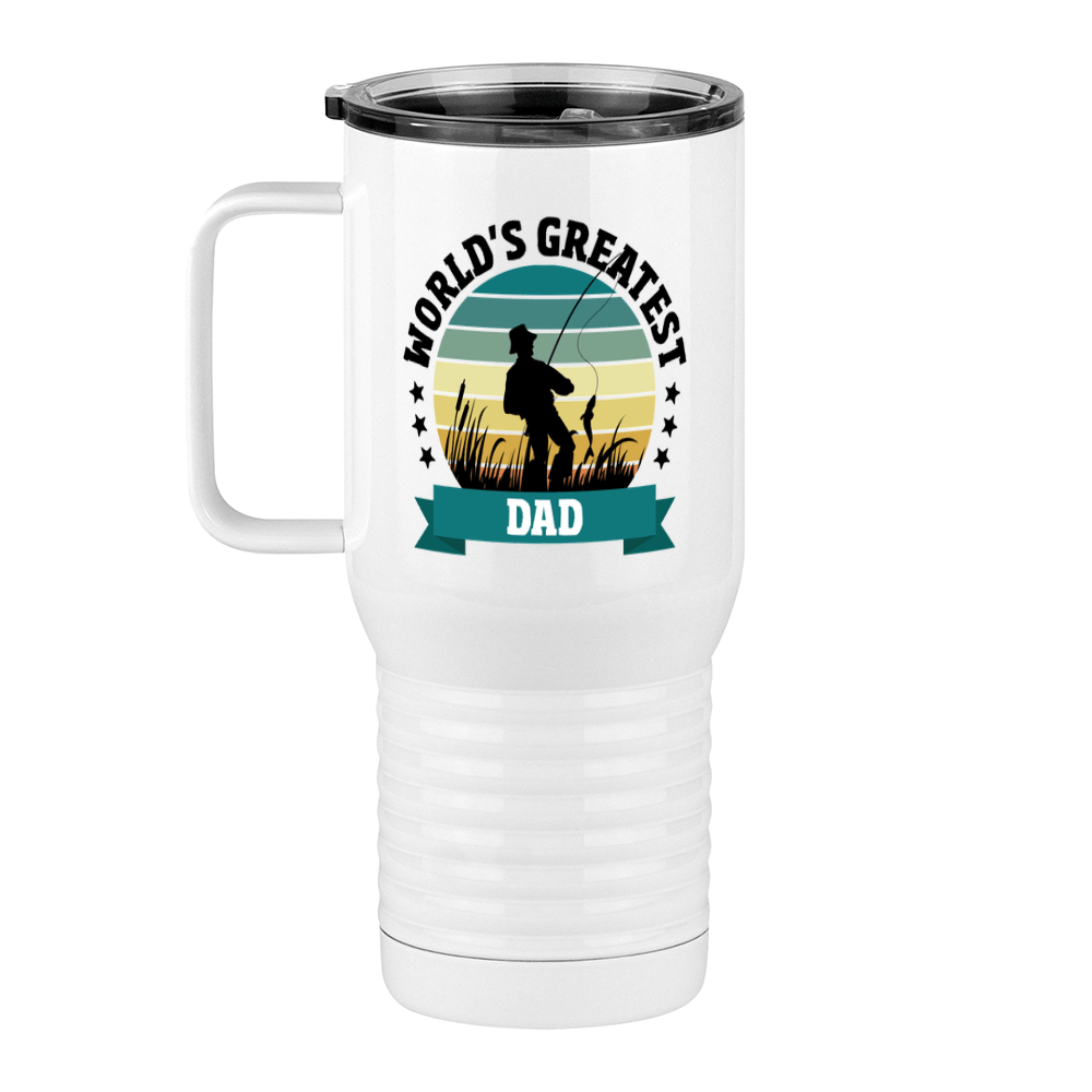 World's Greatest Dad Travel Coffee Mug Tumbler with Handle (20 oz) - Fishing - Left View