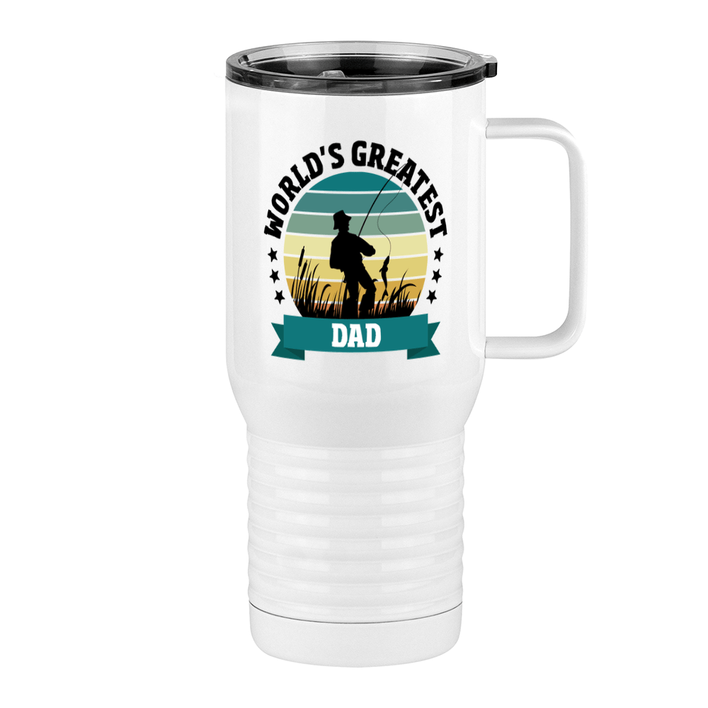 World's Greatest Dad Travel Coffee Mug Tumbler with Handle (20 oz) - Fishing - Right View