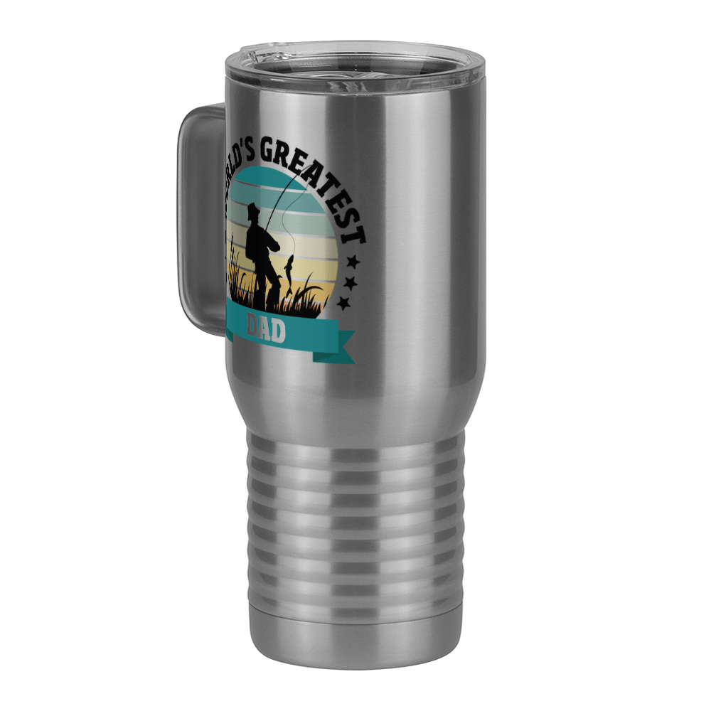 World's Greatest Dad Travel Coffee Mug Tumbler with Handle (20 oz) - Fishing - Front Left View