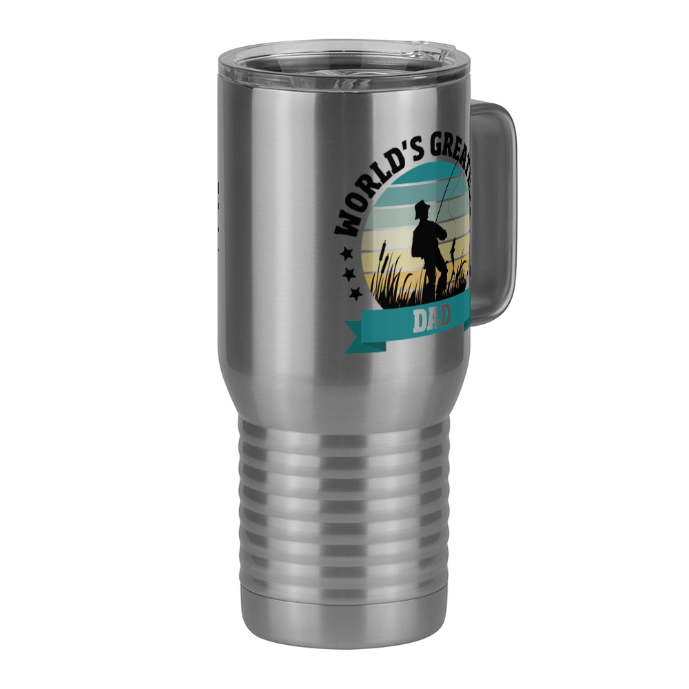 World's Greatest Dad Travel Coffee Mug Tumbler with Handle (20 oz) - Fishing - Front Right View