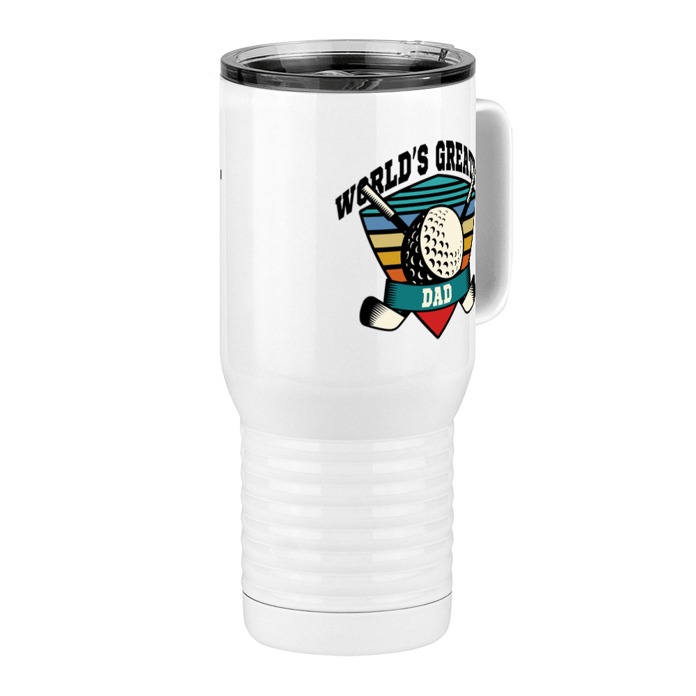 World's Greatest Dad Travel Coffee Mug Tumbler with Handle (20 oz) - Golf - Front Right View