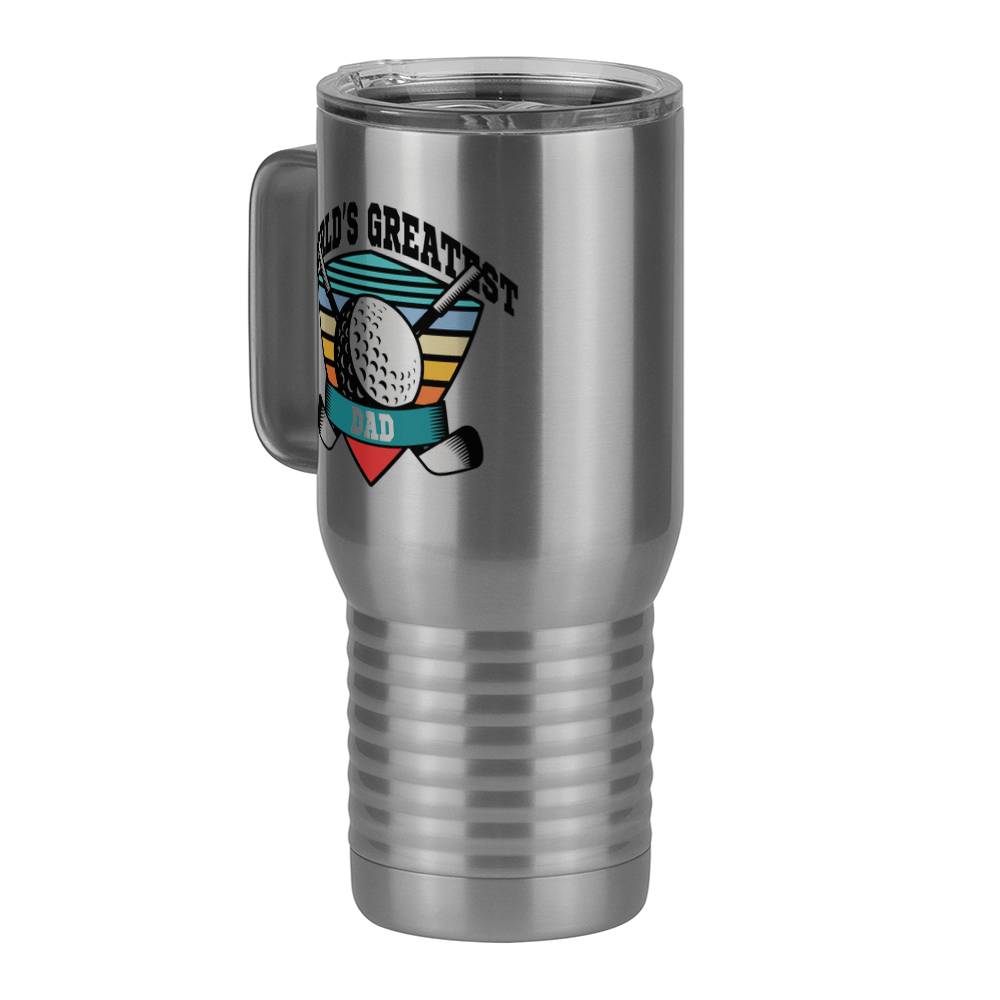 World's Greatest Dad Travel Coffee Mug Tumbler with Handle (20 oz) - Golf - Front Left View