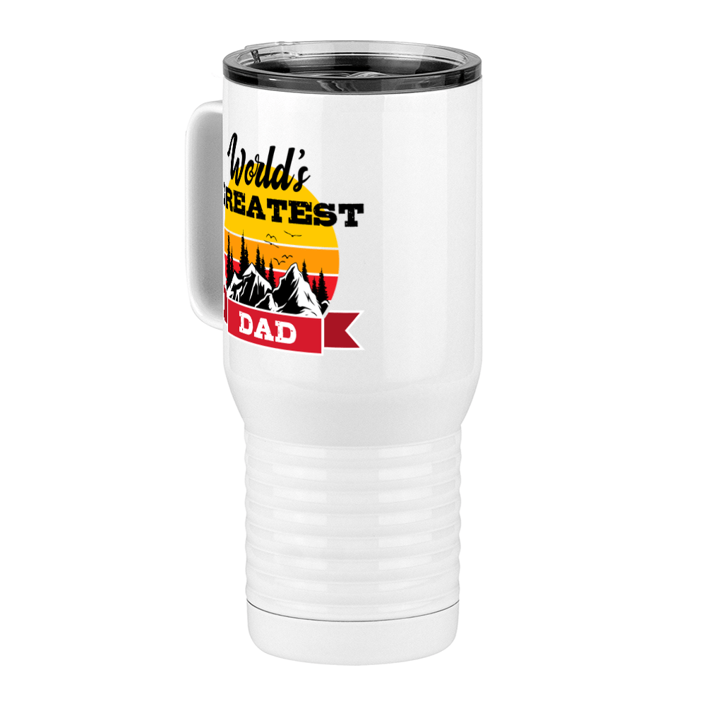 World's Greatest Dad Travel Coffee Mug Tumbler with Handle (20 oz) - Outdoors - Front Left View