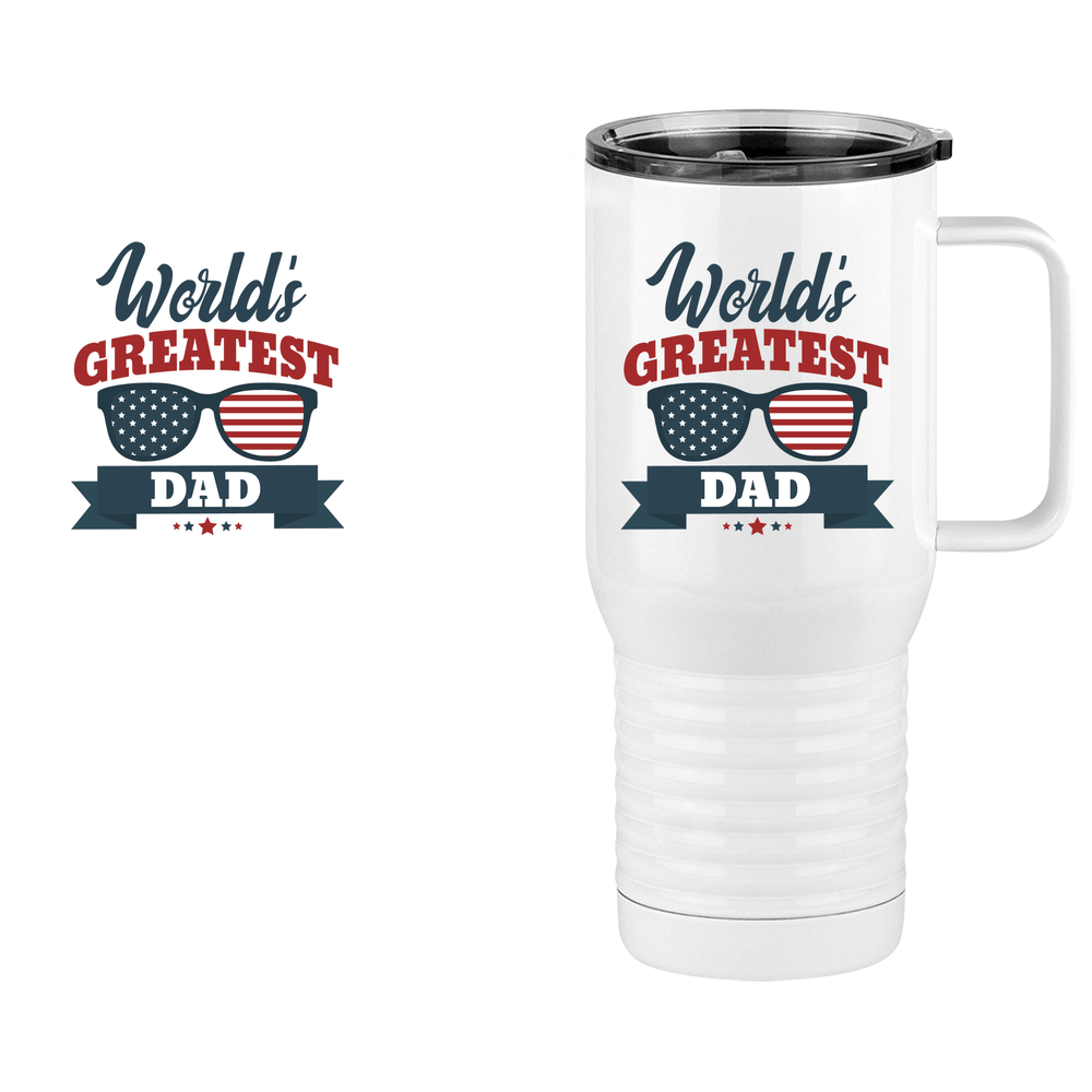 World's Greatest Dad Travel Coffee Mug Tumbler with Handle (20 oz) - USA Sunglasses - Design View