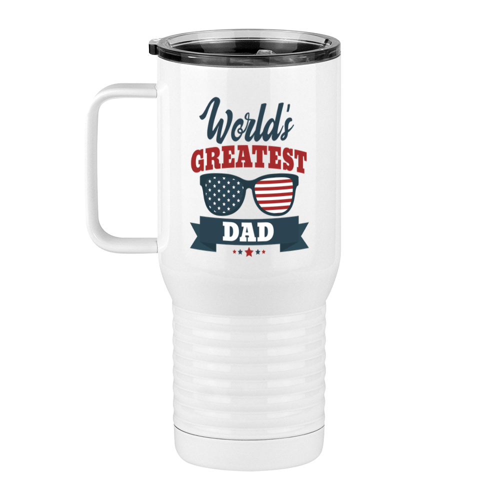 World's Greatest Dad Travel Coffee Mug Tumbler with Handle (20 oz) - USA Sunglasses - Left View