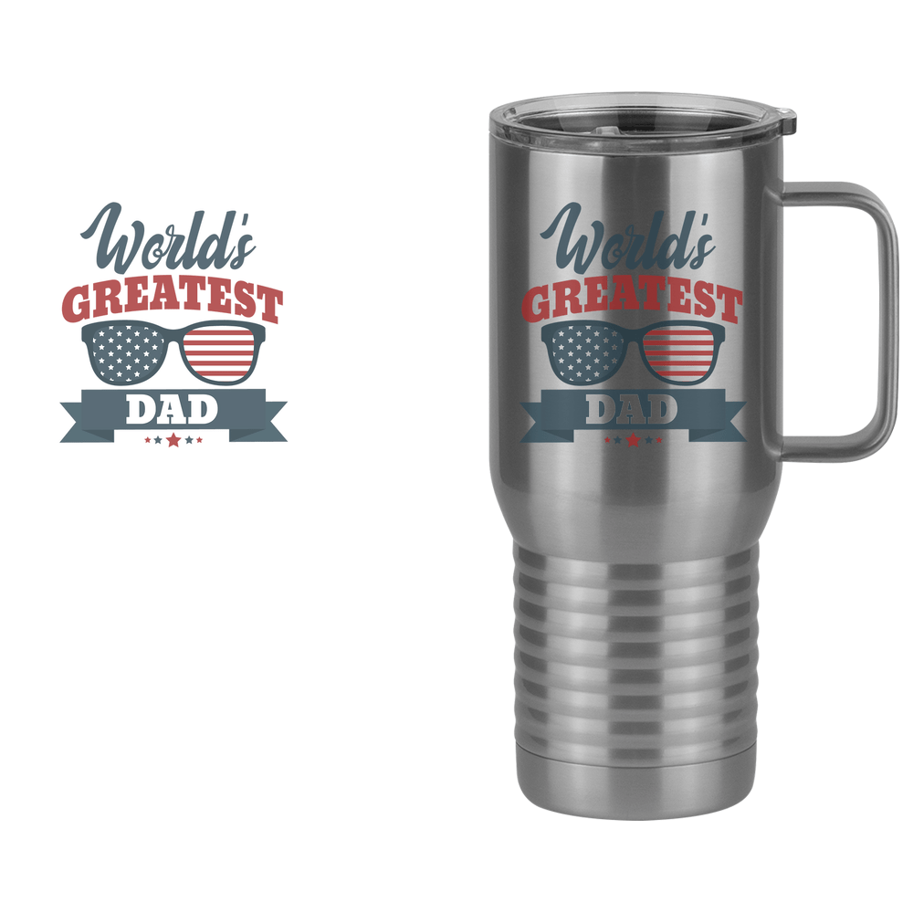World's Greatest Dad Travel Coffee Mug Tumbler with Handle (20 oz) - USA Sunglasses - Design View