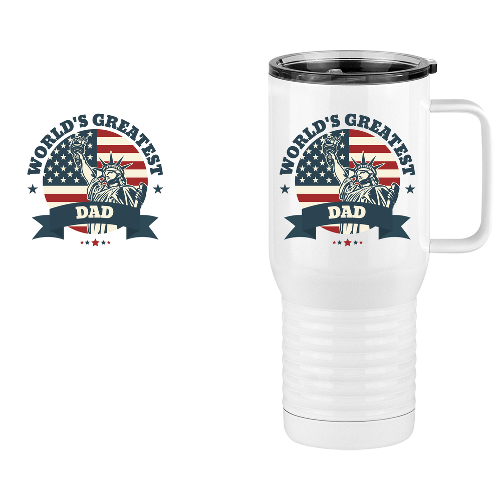 World's Greatest Dad Travel Coffee Mug Tumbler with Handle (20 oz) - USA Statue of Liberty - Design View