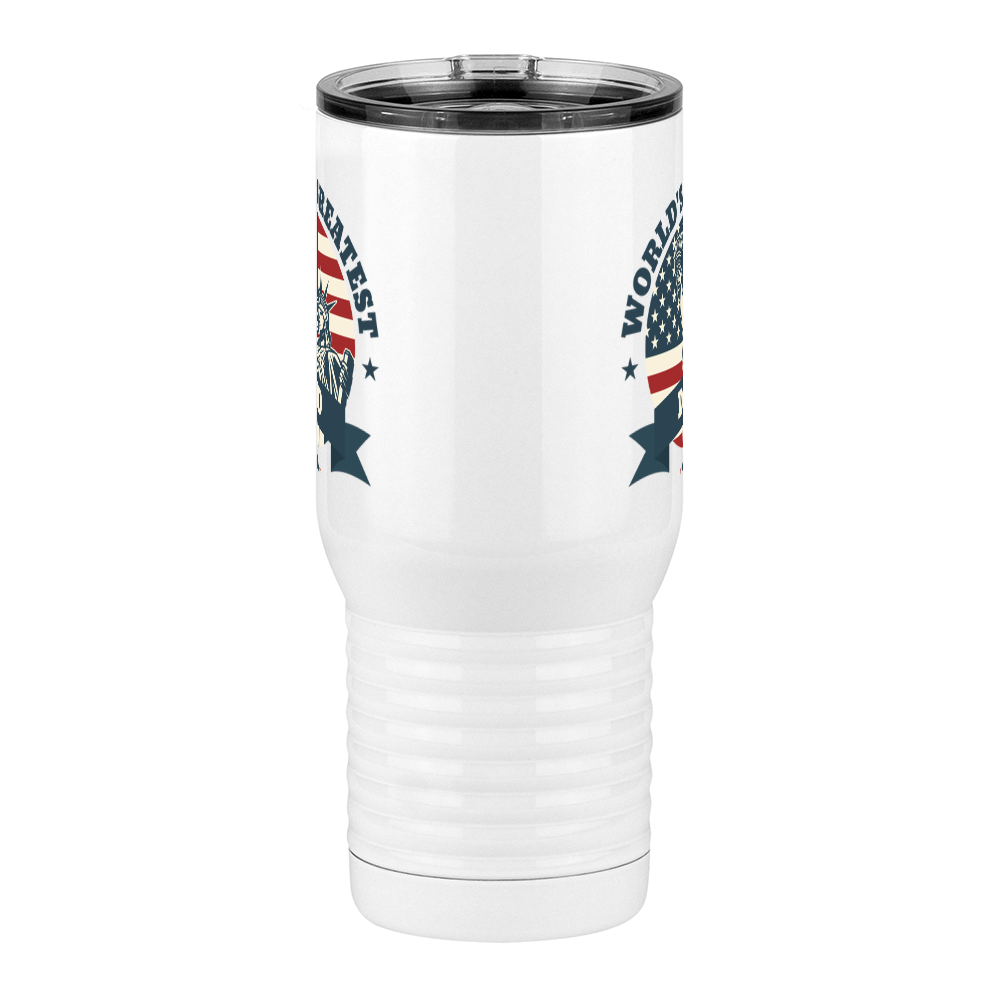 World's Greatest Dad Travel Coffee Mug Tumbler with Handle (20 oz) - USA Statue of Liberty - Front View