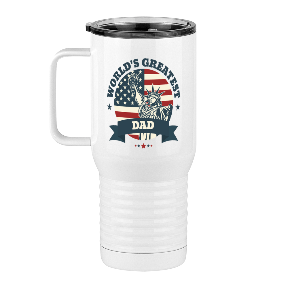 World's Greatest Dad Travel Coffee Mug Tumbler with Handle (20 oz) - USA Statue of Liberty - Left View