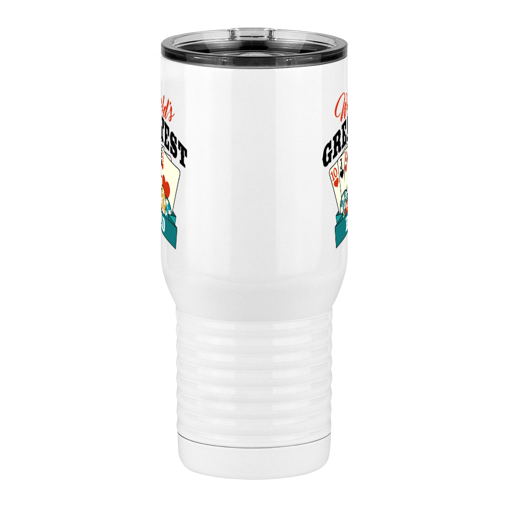 World's Greatest Dad Travel Coffee Mug Tumbler with Handle (20 oz) - Poker - Front View