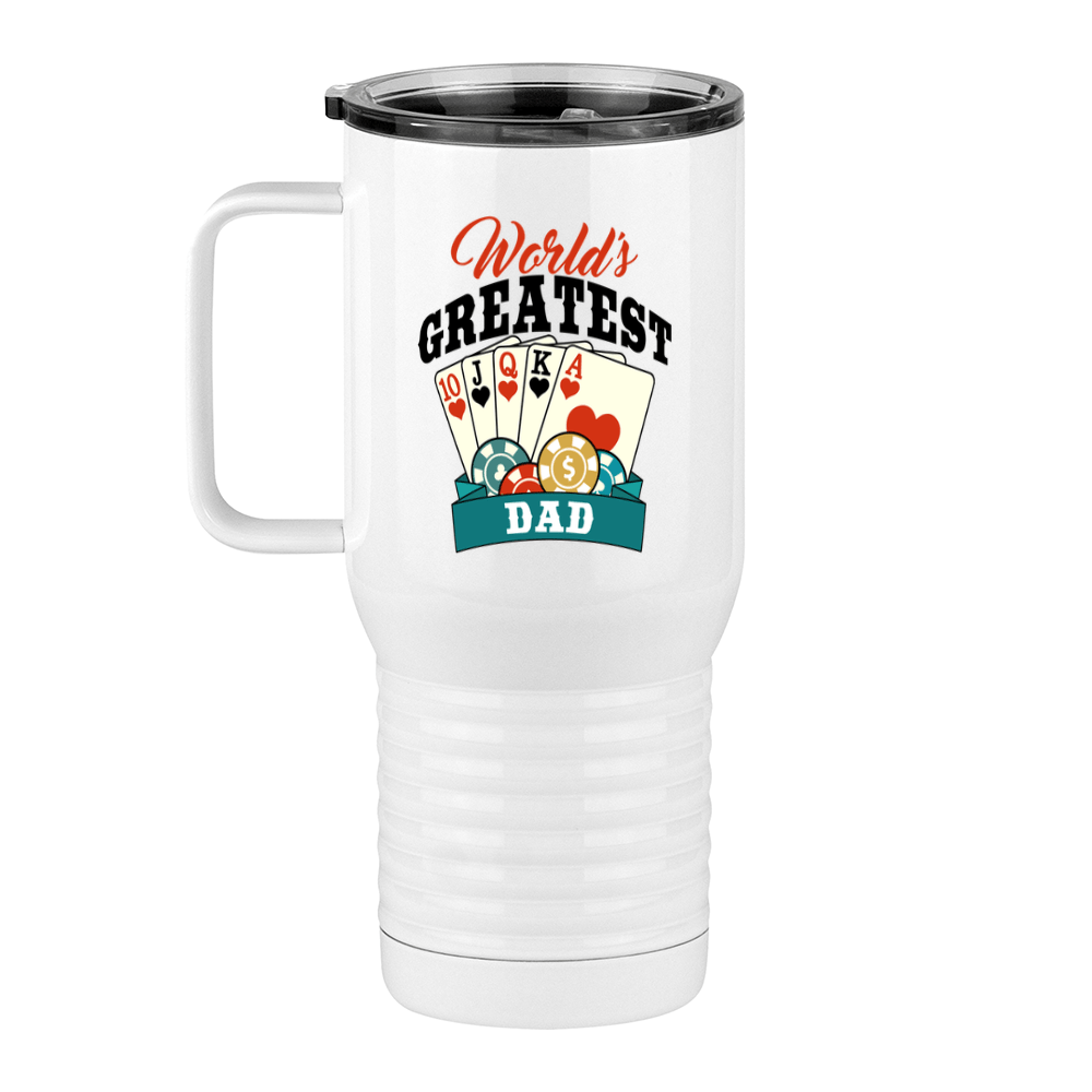 World's Greatest Dad Travel Coffee Mug Tumbler with Handle (20 oz) - Poker - Left View