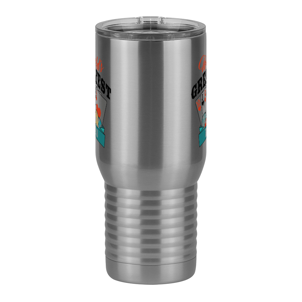 World's Greatest Dad Travel Coffee Mug Tumbler with Handle (20 oz) - Poker - Front View