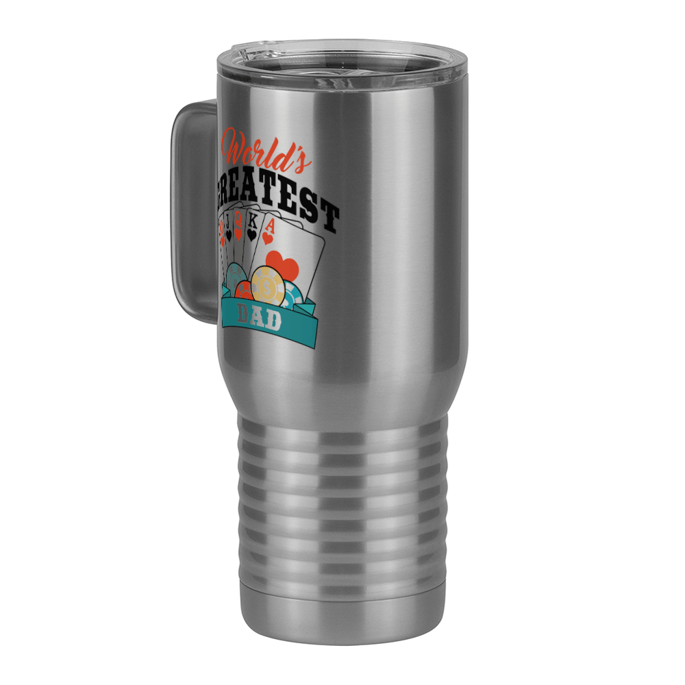 World's Greatest Dad Travel Coffee Mug Tumbler with Handle (20 oz) - Poker - Front Left View
