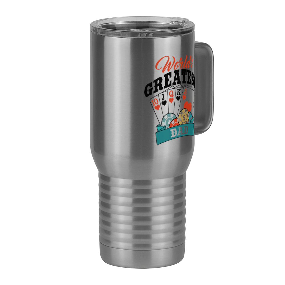 World's Greatest Dad Travel Coffee Mug Tumbler with Handle (20 oz) - Poker - Front Right View