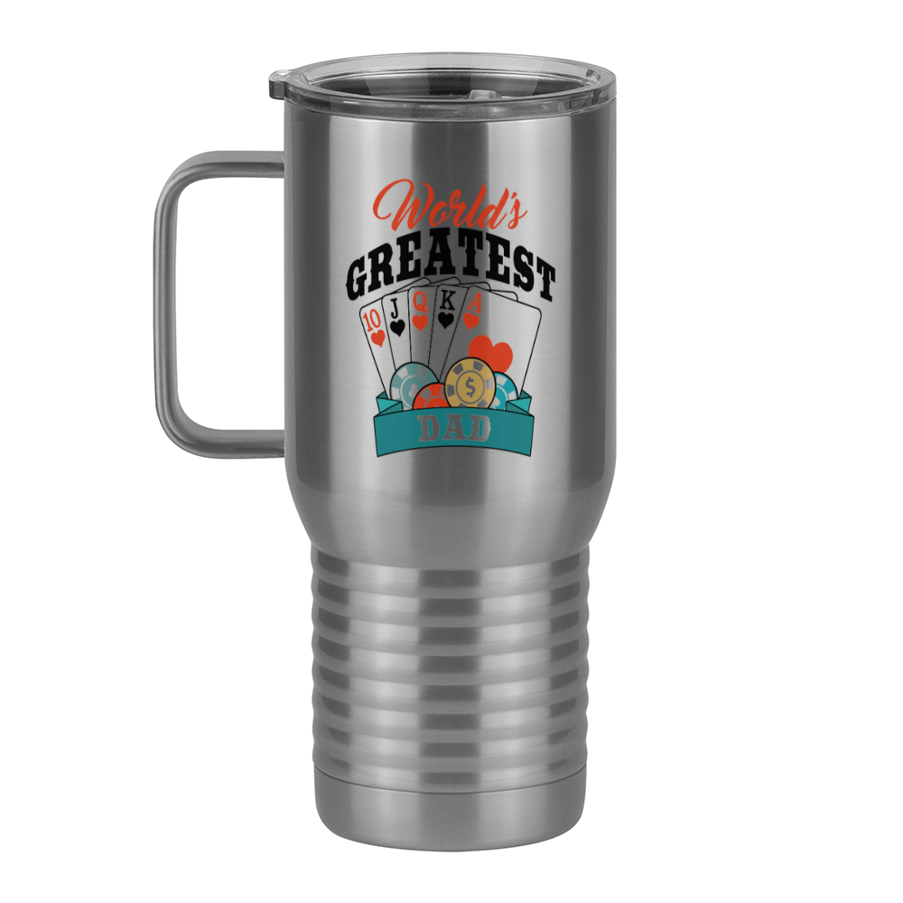 World's Greatest Dad Travel Coffee Mug Tumbler with Handle (20 oz) - Poker - Left View