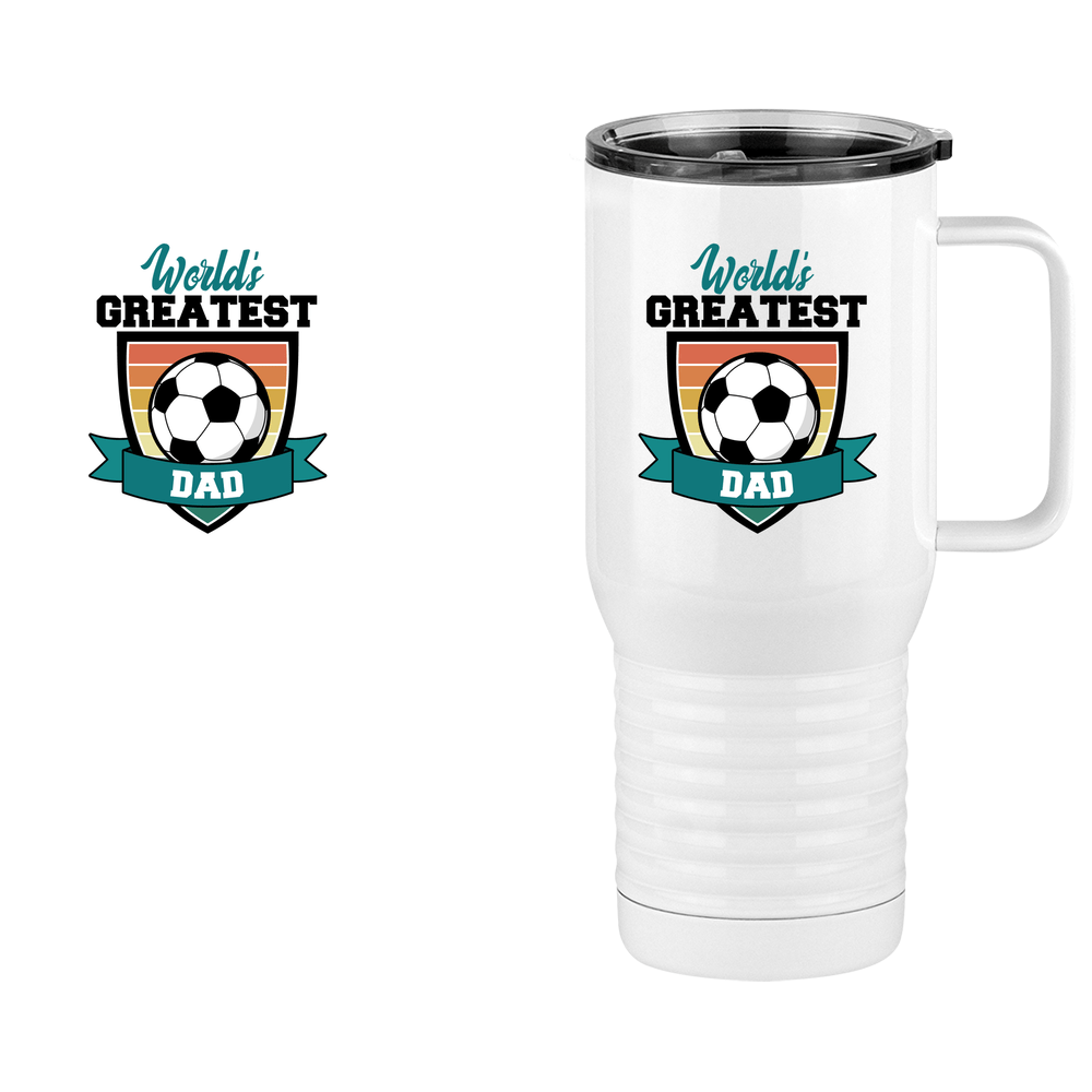 World's Greatest Dad Travel Coffee Mug Tumbler with Handle (20 oz) - Soccer - Design View