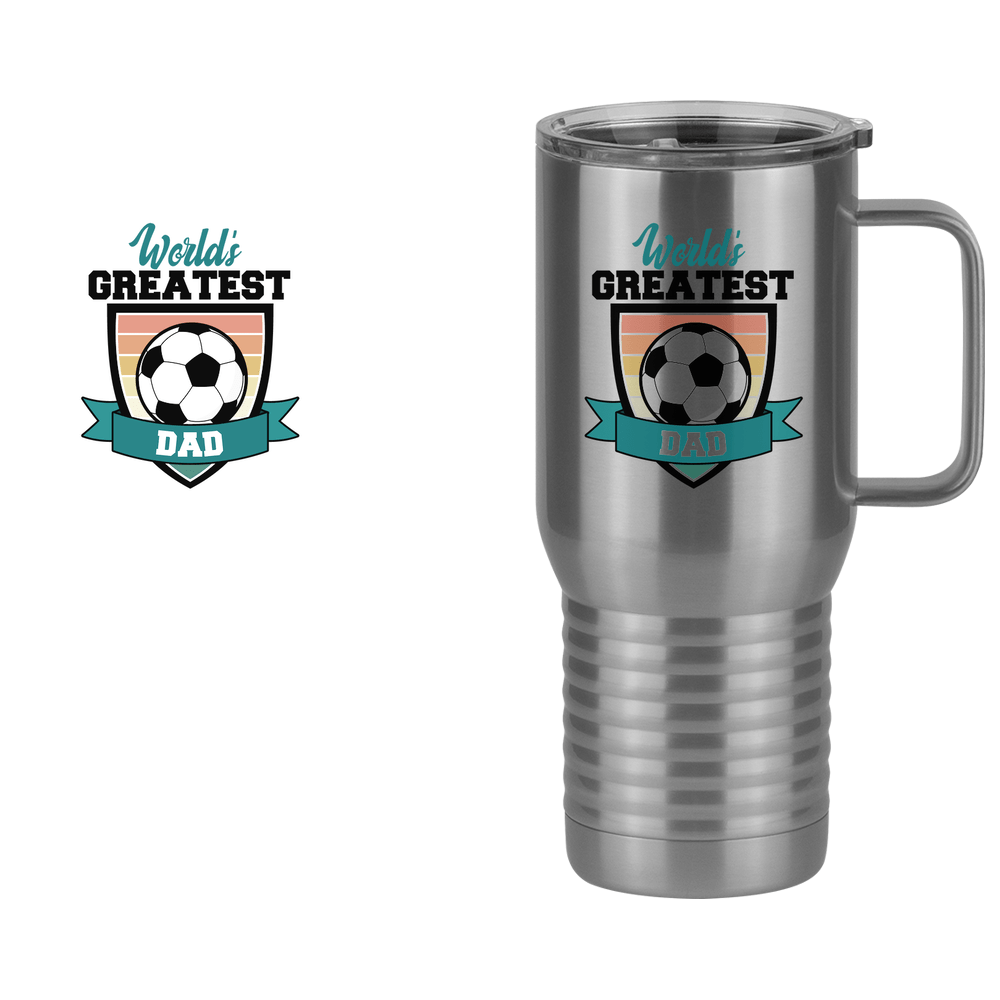 World's Greatest Dad Travel Coffee Mug Tumbler with Handle (20 oz) - Soccer - Design View