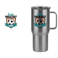 Thumbnail for World's Greatest Dad Travel Coffee Mug Tumbler with Handle (20 oz) - Soccer - Design View