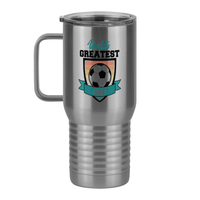 Thumbnail for World's Greatest Dad Travel Coffee Mug Tumbler with Handle (20 oz) - Soccer - Left View